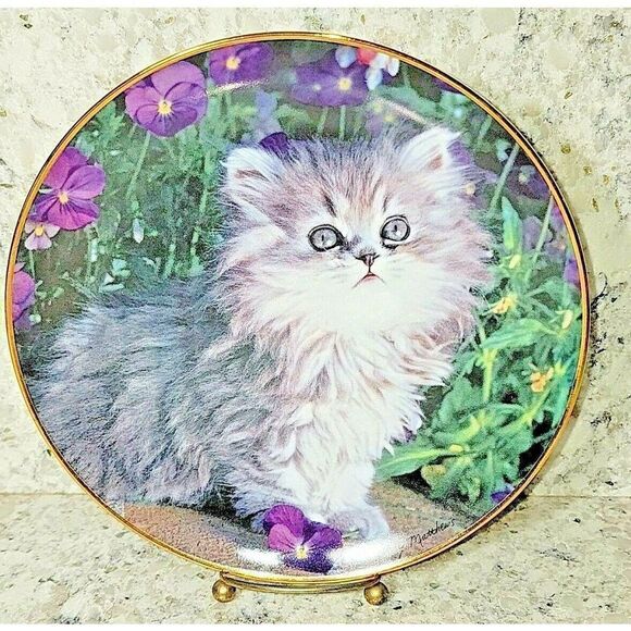 Porcelain Franklin‎ Mint Purrfection Cat Kitten Numbered Plate #H23211 Vintage - Picture 1 of 4